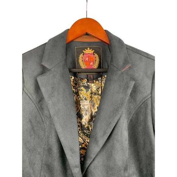 Isaac Mizrahi Live! Womens Estate Collection Blazer XSP Gray With Ornate Lining - Picture 3 of 7